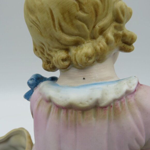 Vintage Porcelain Figurine Piano Baby Girl Baskets Planter 9" x 10" x 5" - Picture 9 of 16